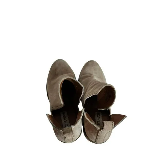 Steve Madden Sharini Taupe Suede Cutout Booties 9M 3” Block Heel Ankle Boots - Picture 10 of 11